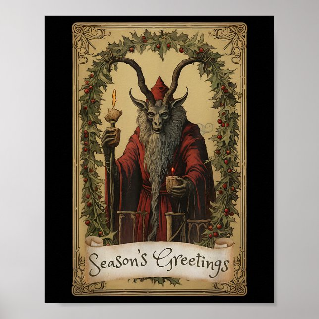 Krampus Tarot Card Design Weihnachtssaison Böse Pa Poster (Vorne)