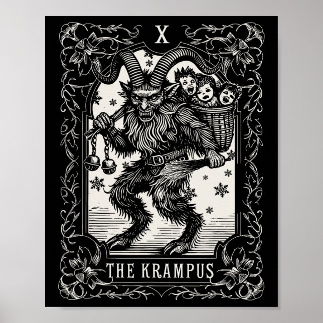 Krampus Tarot Card Design Weihnachtssaison Böse Pa Poster (Vorne)