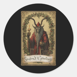 Krampus Tarot Card Design Weihnachtssaison Böse Pa Runder Aufkleber