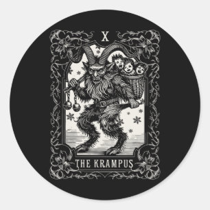 Krampus Tarot Card Design Weihnachtssaison Böse Pa Runder Aufkleber