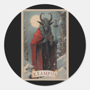 Krampus Tarot Card Design Xmas Hail Santa Christma Runder Aufkleber