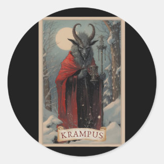 Krampus Tarot Card Design Xmas Hail Santa Christma Runder Aufkleber