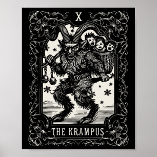 Krampus Tarot-Kartendesign Weihnachtszeit Böse Pa Poster