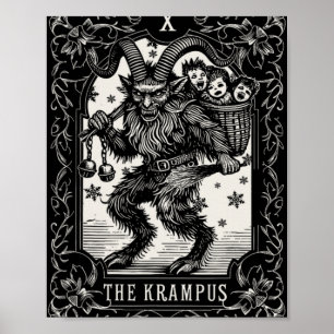 Krampus Tarot-Kartendesign Weihnachtszeit Böse Pa Poster