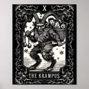 Krampus Tarot-Kartendesign Weihnachtszeit Böser Pa Poster