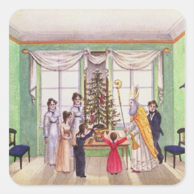 Krampus und Nikolaus aus der Zeitschrift Carl Quadratischer Aufkleber (Vorderseite)