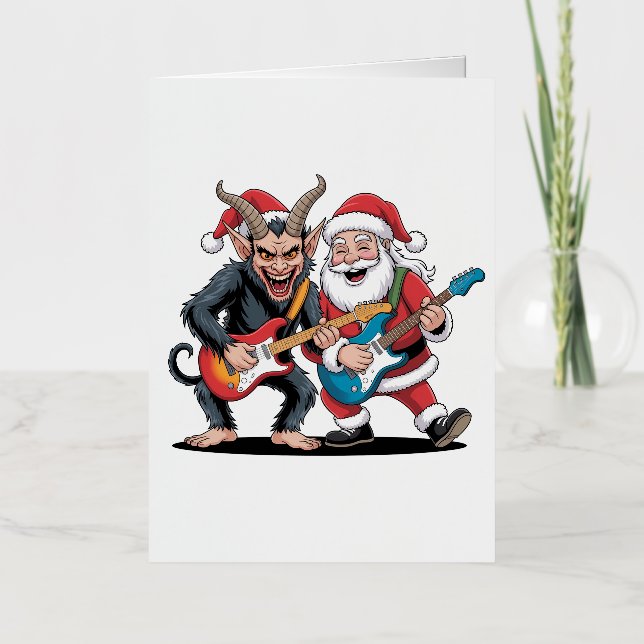 Krampus und Santa Playing Electric Guitar Xmas (Vorderseite)