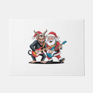 Krampus und Santa Playing Electric Guitar Xmas Fußmatte