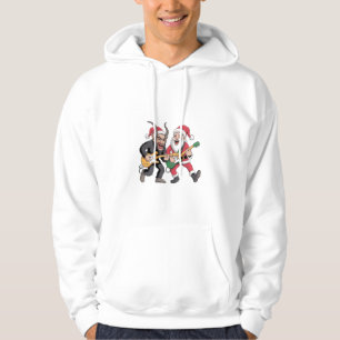 Krampus und Santa Playing Gitarre Electric Xmas Hoodie