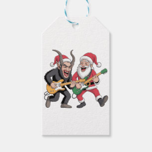 Krampus und Santa spielen elektrische Weihnachtsgi Geschenkanhänger