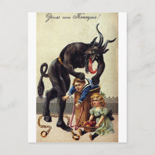 Krampus und sein Sack 2 Postkarte