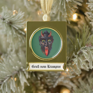 Krampus vergoldetes Banner Weihnachtsbaumanhänger Banner-Ornament Gold