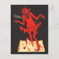 Krampus vertauscht Herzen an einer Schnur