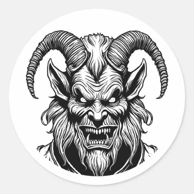 Krampussticker Runder Aufkleber (Vorderseite)