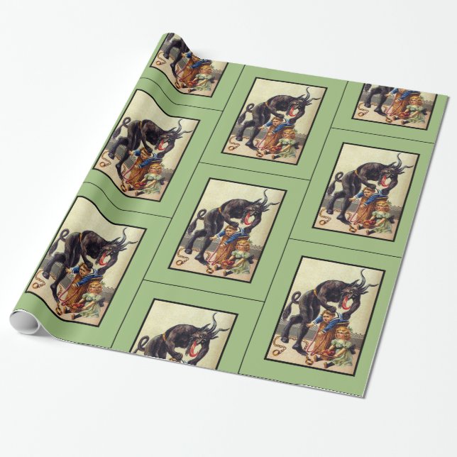 Krampusverpackungspapier grün geschenkpapier (Ungerollt)