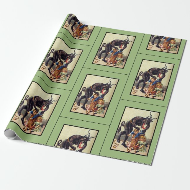 Krampusverpackungspapier grün geschenkpapier (Ungerollt)