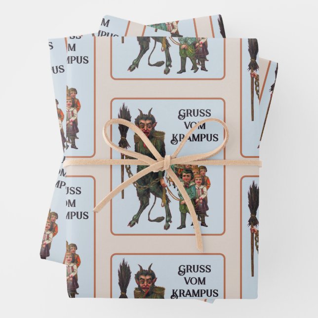 Krampuswrapping Paper Flat Sheet Set 3 Geschenkpapier Set (Beispiel)