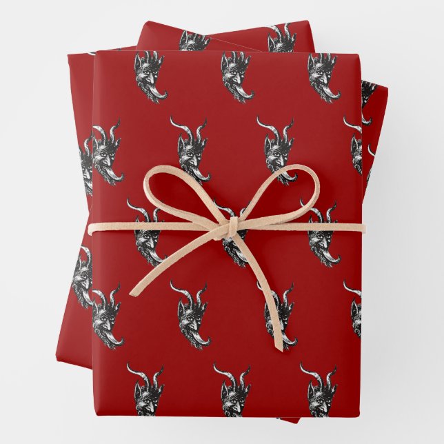 Krampuswrapping Paper Flat Sheet Set 3 Geschenkpapier Set (Beispiel)