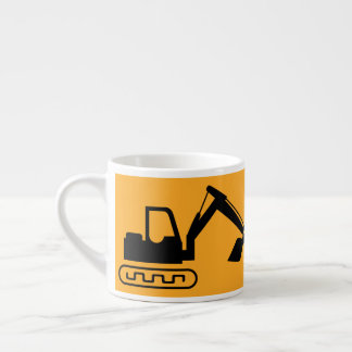 Kran-Baggerlader, Gelb Schwarz, Arbeiter Espressotasse