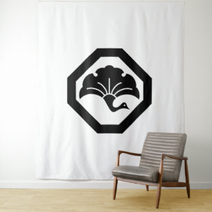 Kran-förmiges Ginkgo-Blatt auf Tablett Wandteppich