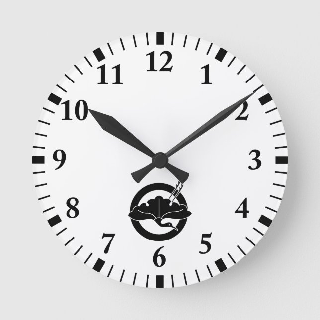 Kran-förmiges Ginkgoblatt auf einem Kreis Runde Wanduhr (Vorderseite)