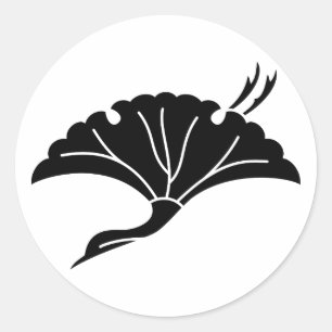 Kran-förmiges Ginkgoblatt Runder Aufkleber