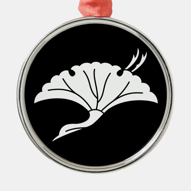 Kran-förmiges Ginkgoblatt Silbernes Ornament (Vorne)