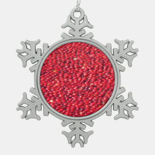 Kranbeeren Festlich Rot Schneeflocken Zinn-Ornament
