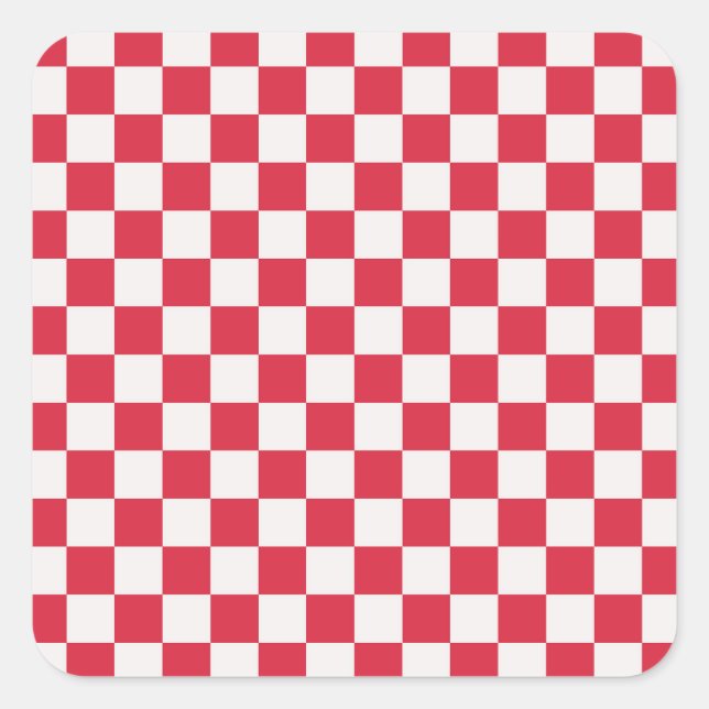Kranbeeren-Sprudel-Karo-Muster Quadratischer Aufkleber (Vorderseite)