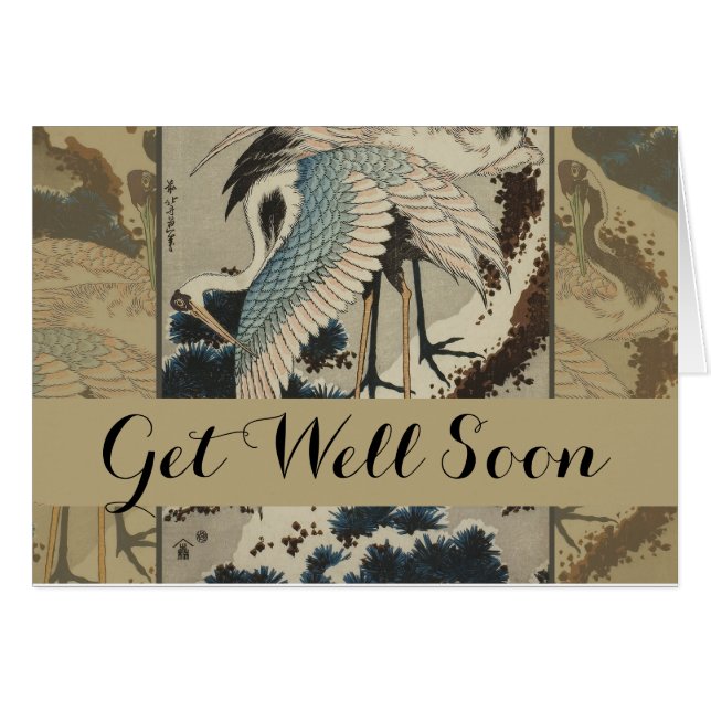 Krane auf einer schneebedeckten Pine Hokusai (Vorderseite (Horizontal))