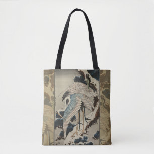 Krane auf einer schneebedeckten Pine Hokusai