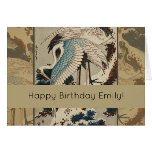 Krane auf einer schneebedeckten Pine Hokusai