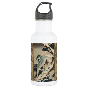 Krane auf einer schneebedeckten Pine Hokusai Edelstahlflasche