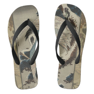 Krane auf einer schneebedeckten Pine Hokusai Flip Flops