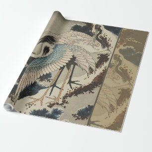 Krane auf einer schneebedeckten Pine Hokusai Geschenkpapier