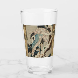 Krane auf einer schneebedeckten Pine Hokusai Glas