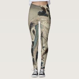 Krane auf einer schneebedeckten Pine Hokusai Leggings