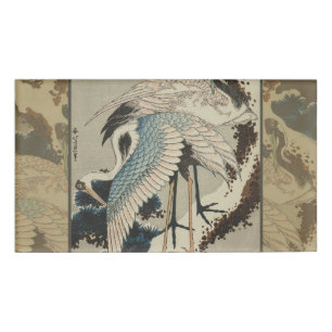 Krane auf einer schneebedeckten Pine Hokusai Namenschild