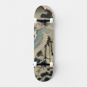 Krane auf einer schneebedeckten Pine Hokusai Skateboard