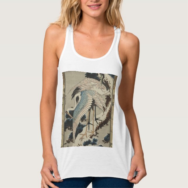 Krane auf einer schneebedeckten Pine Hokusai Tank Top (Vorderseite)