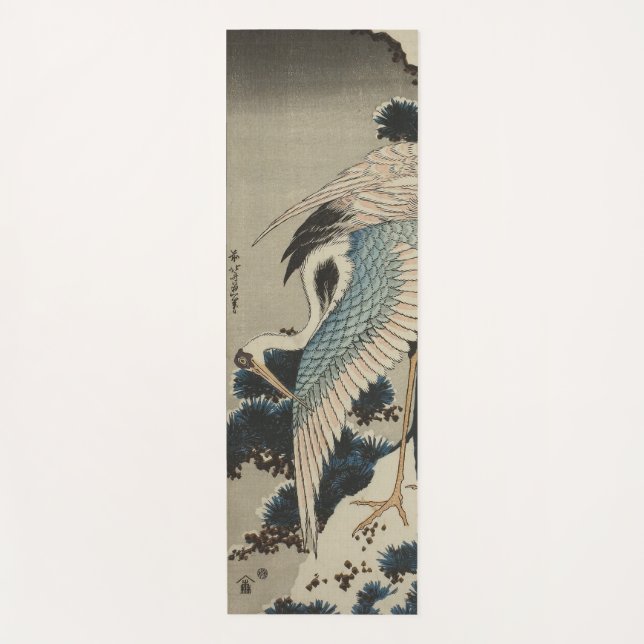 Krane auf einer schneebedeckten Pine Hokusai Yogamatte (Vorderseite)
