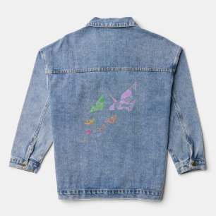 Krane aus fliegenden Origami-Papieren Jeansjacke