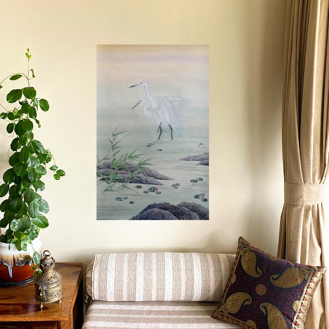 Krane im chinesischen Fluss Leinwanddruck (Von Creator hochgeladen)