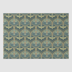 Krane im Mondschein // Gold und Aquamarin Seidenpapier