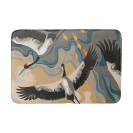 Krane in die Höhe über dem Fluss Badematte