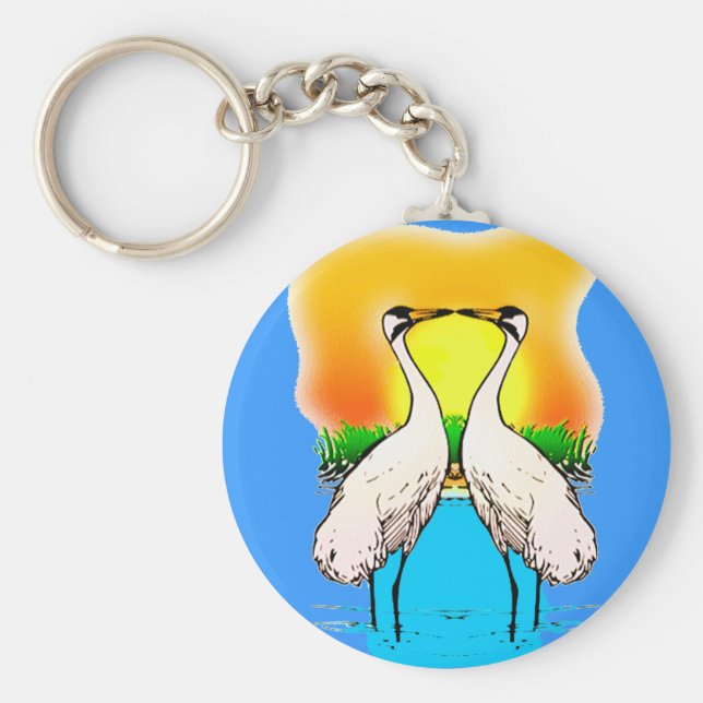 Krane in Liebe zerquetschen Schlüsselanhänger (Vorne)