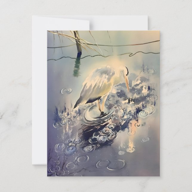 Krane in Regenwasser Feiertagskarte (Vorderseite)