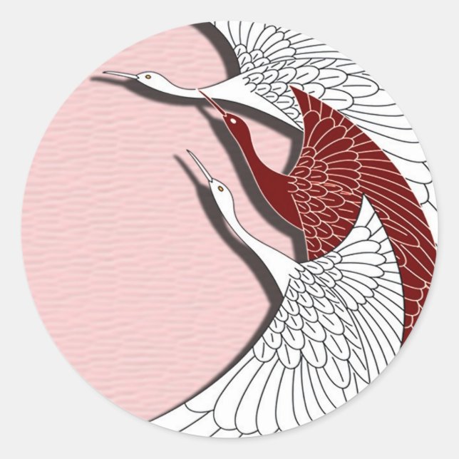 Krane Runder Aufkleber (Vorderseite)