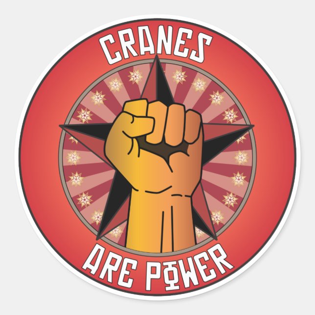 Krane sind Power Runder Aufkleber (Vorderseite)