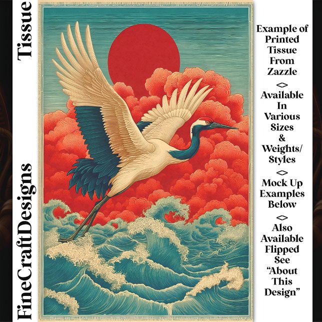 Krane über Waves unter Red Sun DQ9R Decoupage Seidenpapier (Von Creator hochgeladen)